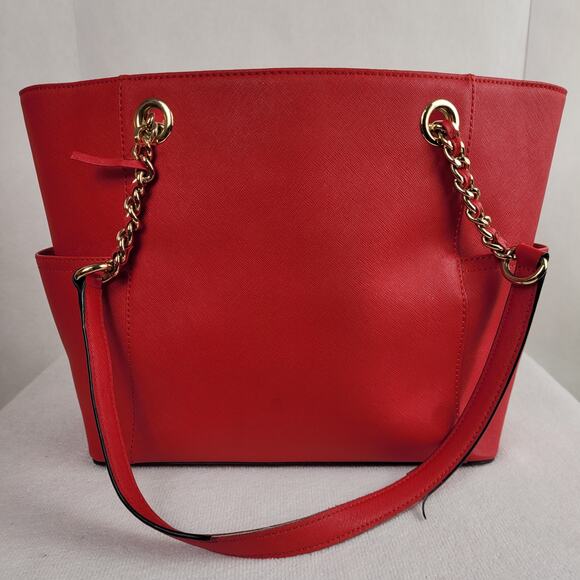 Calvin Klein Hayden red saffiano leather chain strap tote bag - Picture 3 of 7